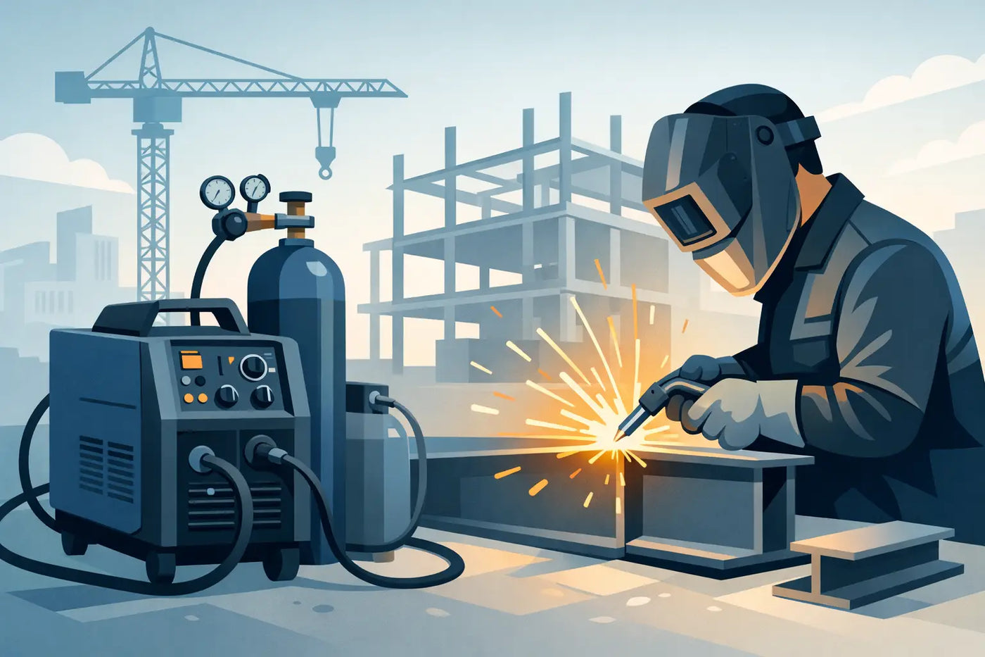 Voorbeeld MIG setup voor constructiewerk