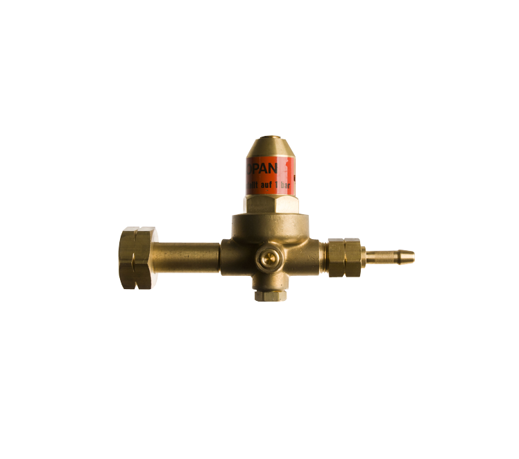 Hogedrukregelaar 1 bar KOMBI/DIN met 3/8"l wartel en 6mm slangtule
