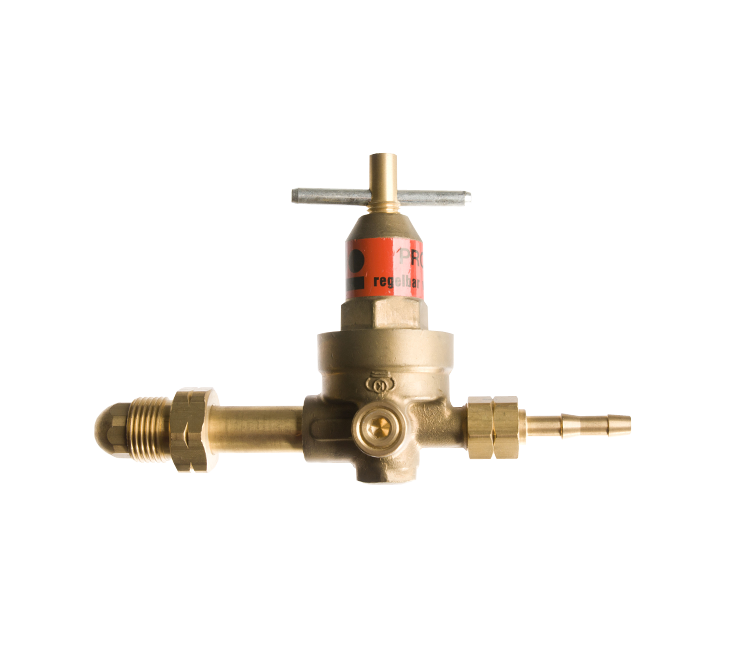 Hogedrukregelaar Benegas 0-2 bar met een 3/8"l wartel en 6mm slangtule