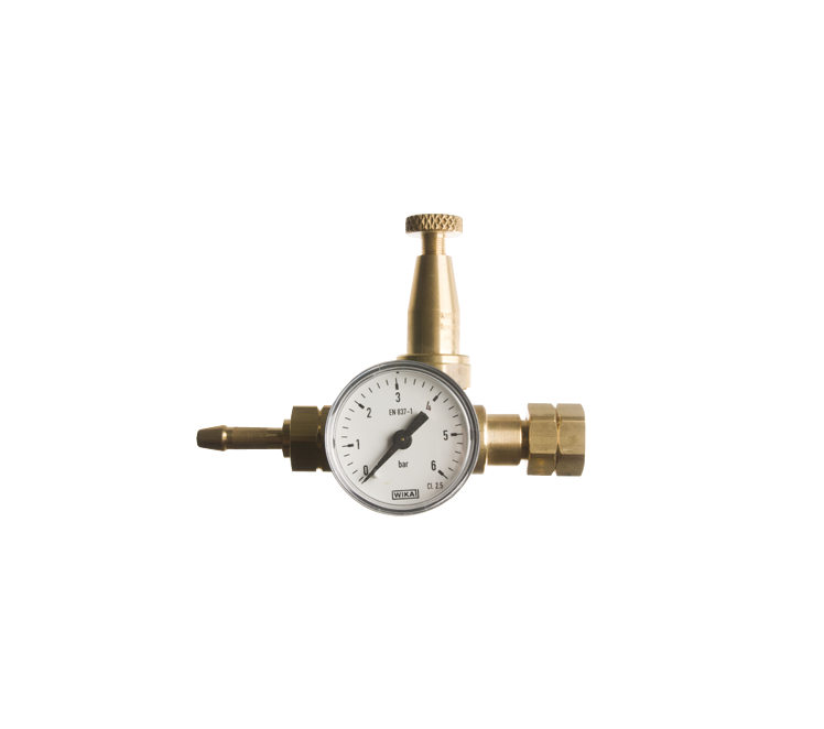 Karweiregelaar Junior 0-4 bar met een 3/8"l wartel en 8mm slangtule plus manometer