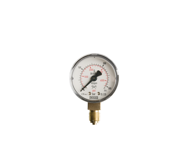 Manometer zuurstof 0-315 bar 50 mm