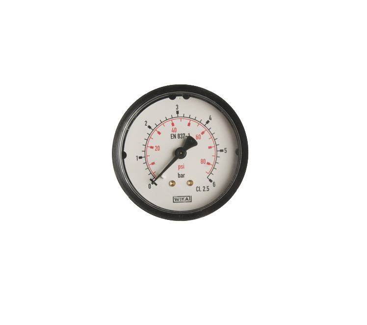 Manometer blank 0-6 bar 63mm achteraansluiting 1/4"