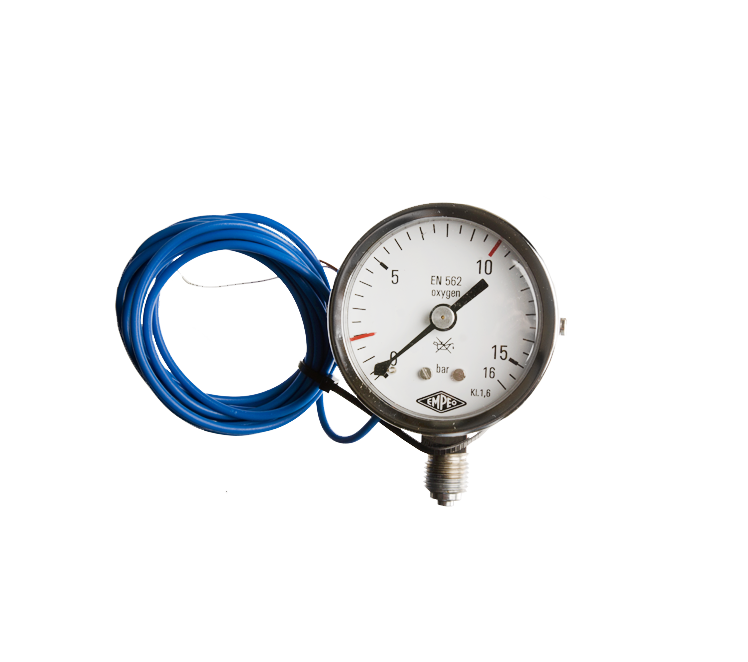 Contactmanometer 0-16bar 63mm 1/4"r zuurstof NC