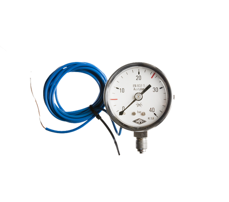 Contactmanometer 0-40 bar 63mm 1/4" acetyleen schakeldruk 1.5 bar NC