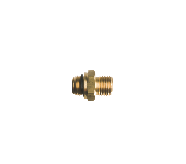 Verloopnippel 3/8"r uitw. + ED ring voor kogelkraan x 3/8"r