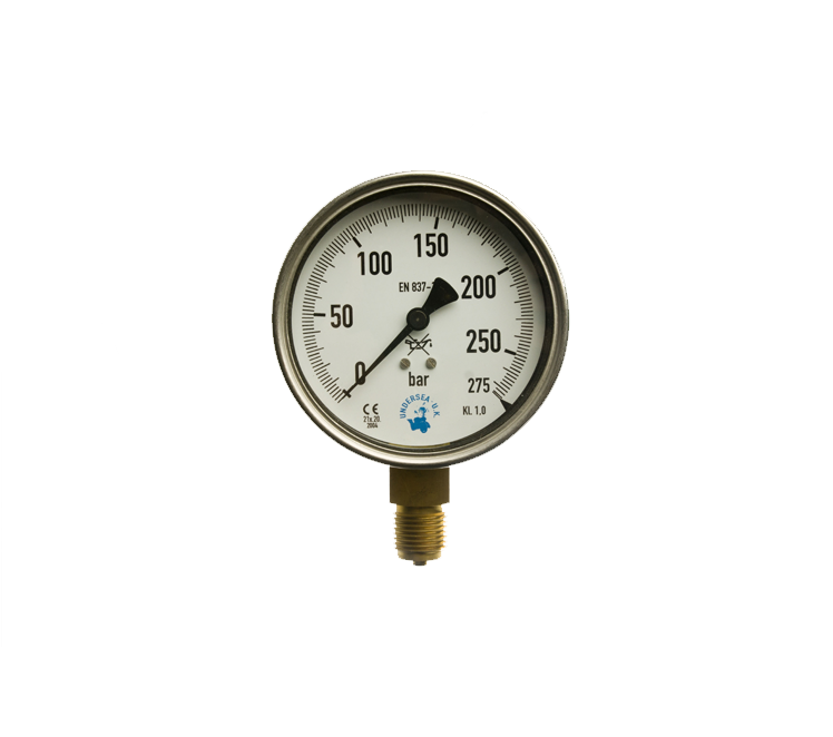 Manometer 0-275 bar 1/2" onder 100mm