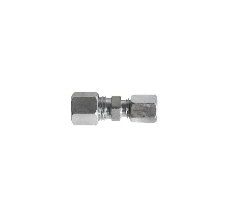 Rechte knelkoppeling 1 x 8mm- 1 x 6mm staal