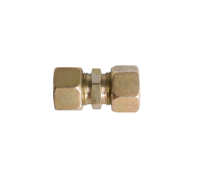 Rechte knelkoppeling 2 x 15mm staal