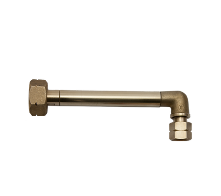 Vulpijp DIN/Universeel 21,8 l inw. x 3/8"l inw. Bol (Karweifles) - haaks- messing