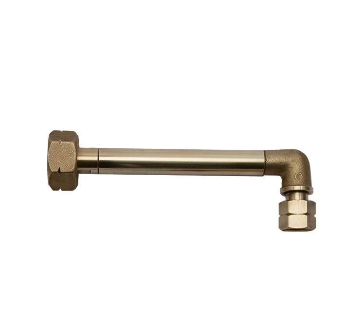 Vulpijp DIN/Universeel 21,8 l inw. x 3/8"l inw. Bol (Karweifles) - haaks- messing