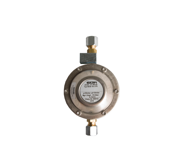 Gasdrukregelaar stabilisator 50/30mb- 2 x 8mm