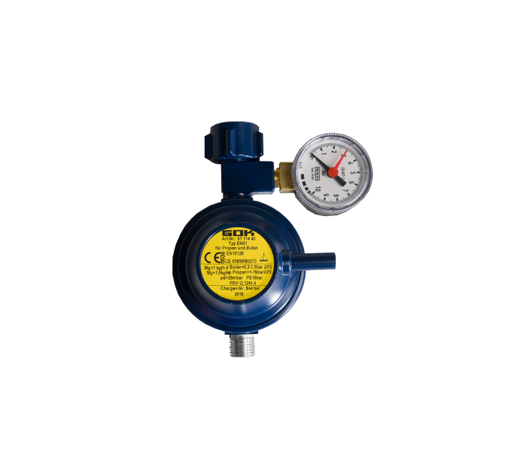 GOK drukregelaar met mano/afblaas/30 mb- 1/4"l