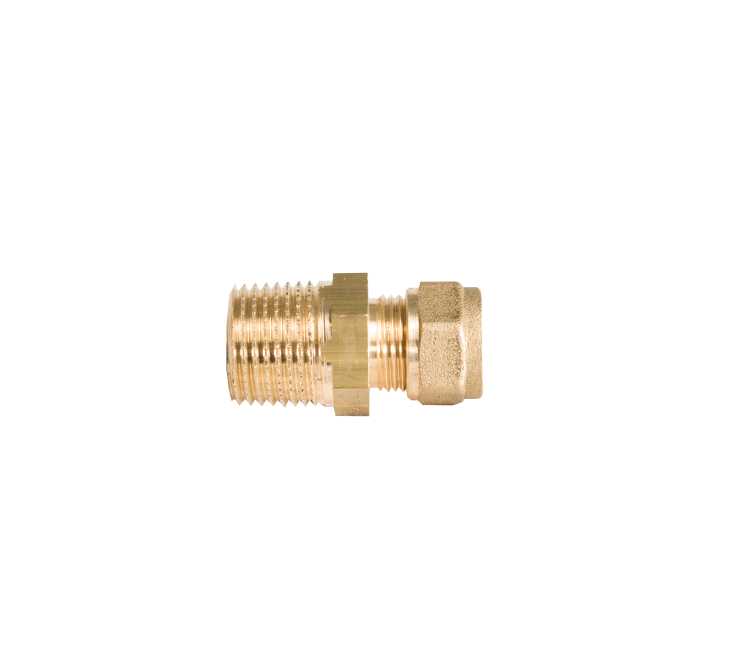 Koppeling messing 8mm knel x 1/4" r inw.