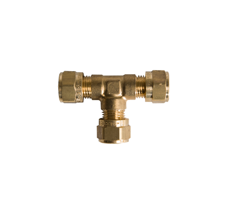 T-stuk messing 3 x 6mm knel