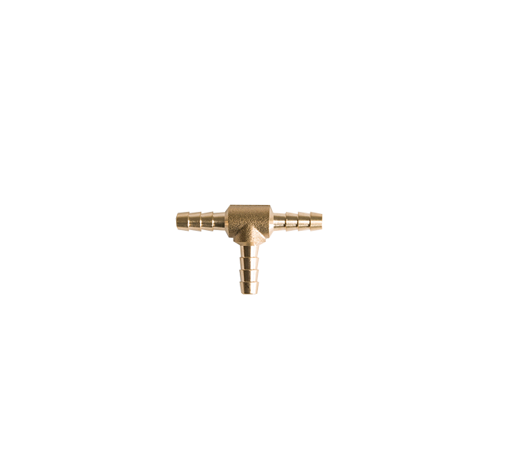 T-stuk messing 3 x 6mm (1/4")