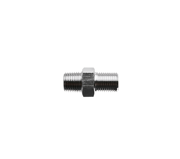 Verloopnippel verchroomd 1/4" NPTm x 1/4"r BSP