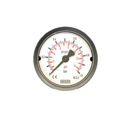 Manometer blank 0-1 bar 50mm achteraansluiting 1/4"