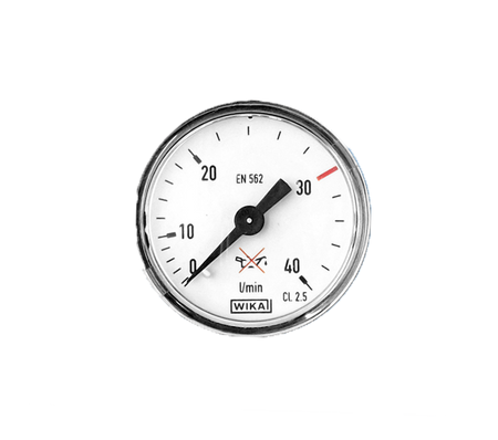 Manometer argon 0-40 l/m 40mm achteraansluiting 1/8"