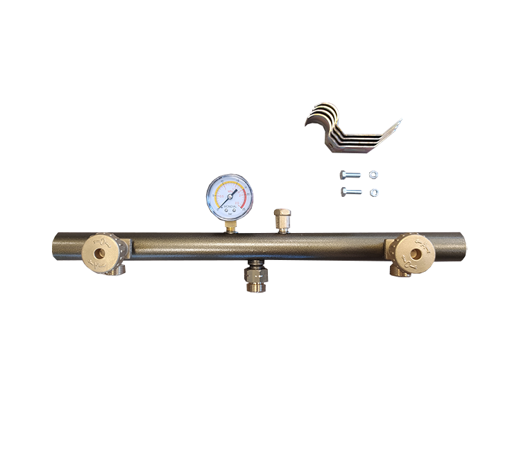 Manifold voor 2 kranen/manometer /ventiel