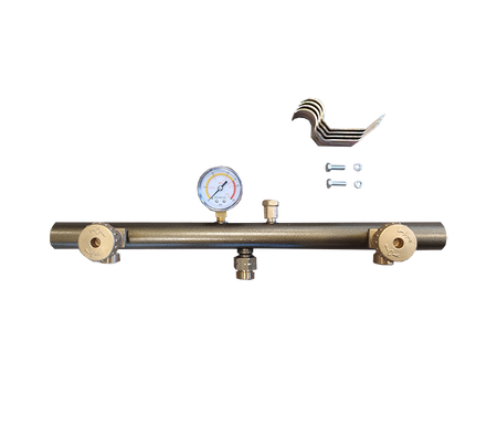 Manifold voor 2 kranen/manometer /ventiel