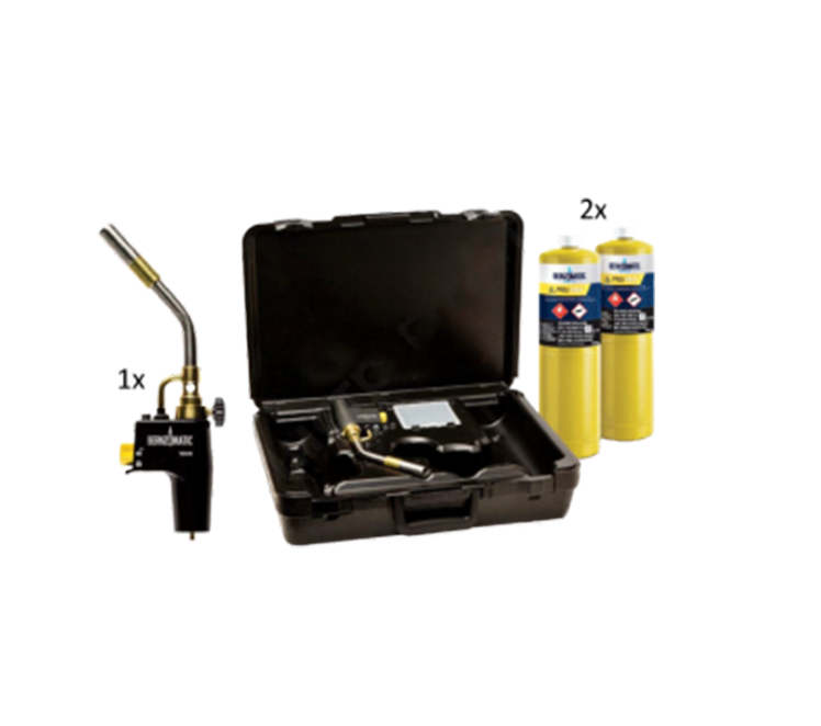 Bernzomatic kofferset inclusief TS8000 soldeervoorstuk 2 x MAP-Pro cilinder zonder accessoires TS8000CF