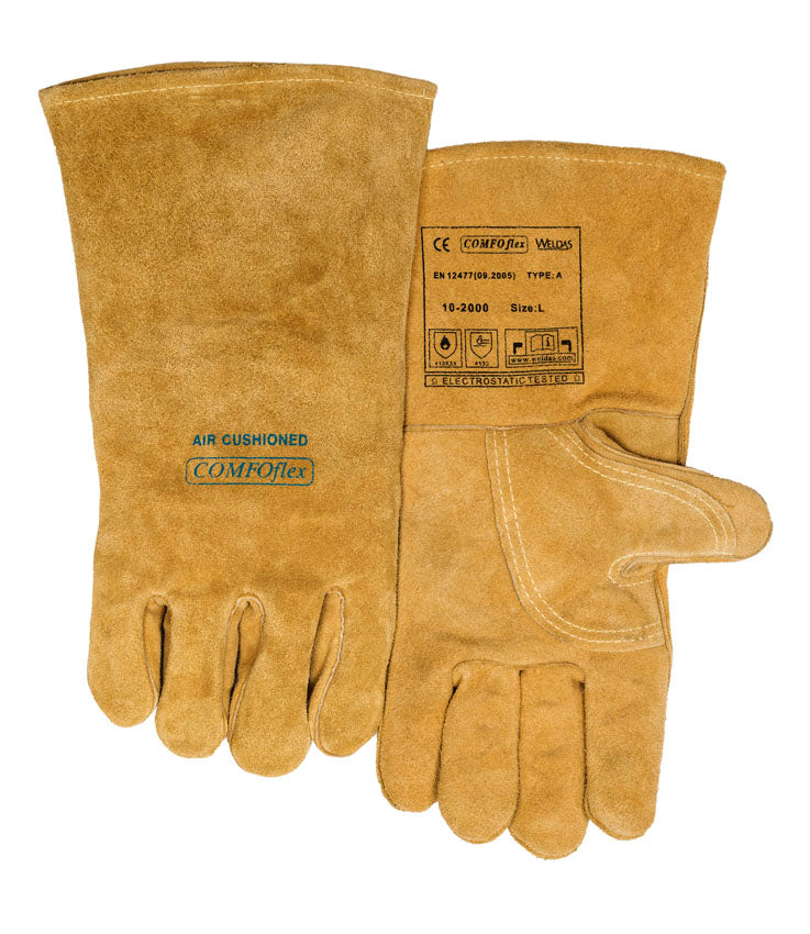 Weldas Originele 'BUCKTAN WIJD MODEL';  COMFOflex® gevoerde lashandschoen gemaakt van hoogwaardig split rundleer