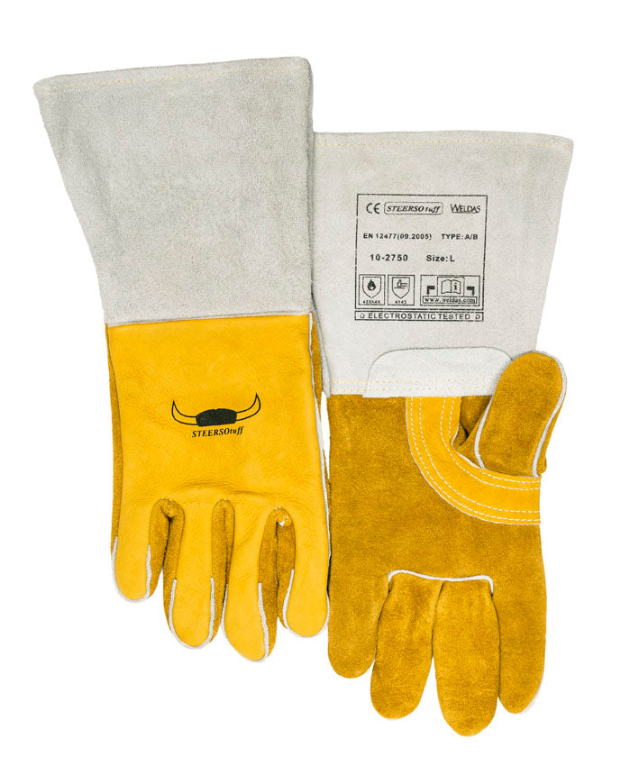 Weldas STEERSOtuff® lashandschoen met versterkte split en glad rundlederen handpalm;  COMFOflex® gevoerd en split lederen kap van rundleer