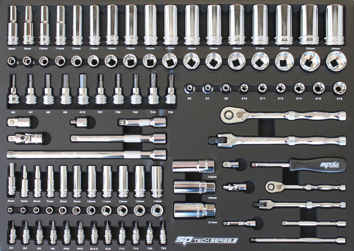 EVA INLEG 106 DELIG 1/4" & 3/8" DOPPEN EN ACCESOIRES METRISCH LADE