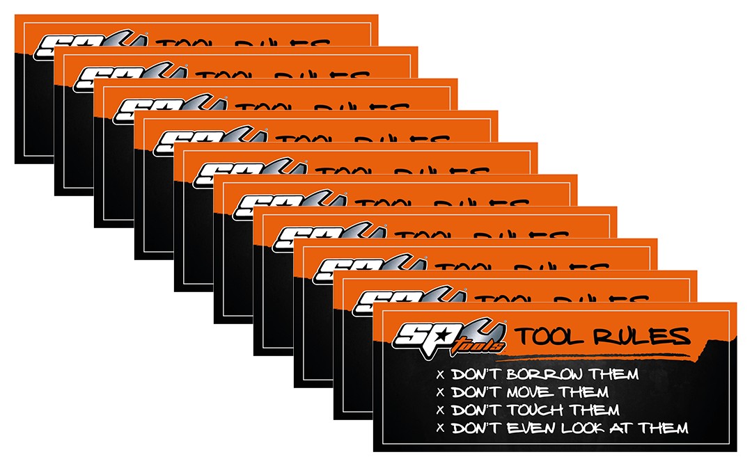 10x TOOL RULES STICKER (15X5CM)