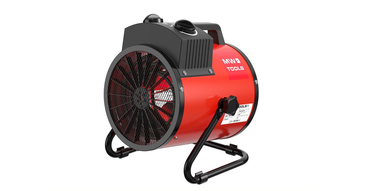 Warmeluchtblazer elektrisch 3 kW - 230V - Regelbare thermostaat en blaashoek - Draagbaar - IP24 MW Tools