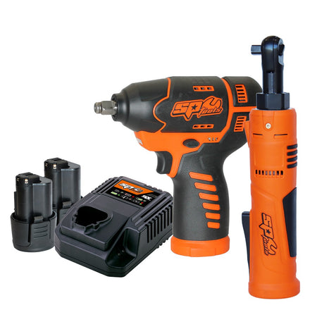 12V ACCU COMBO KIT SLAGMOERSLEUTEL EN RATEL 3/8"