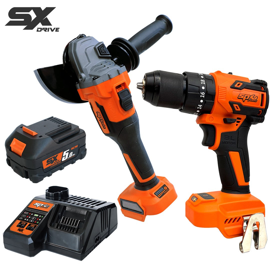 18V ACCU COMBO KIT BOORMACHINE + HAAKSE SLIJPER 125MM