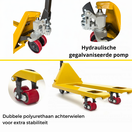 Palletwagen 2500KG - Vorklengte 1150mm - Dubbel Vorkwiel | Partijvoordeel 3 Stuks - Weldingshop
