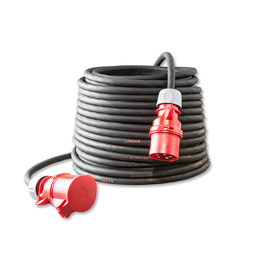 Verlengsnoer 5 meter krachtstroomkabel 32A 5-polig 5 x 4,0mm² 400V zwart IP44 - Weldingshop