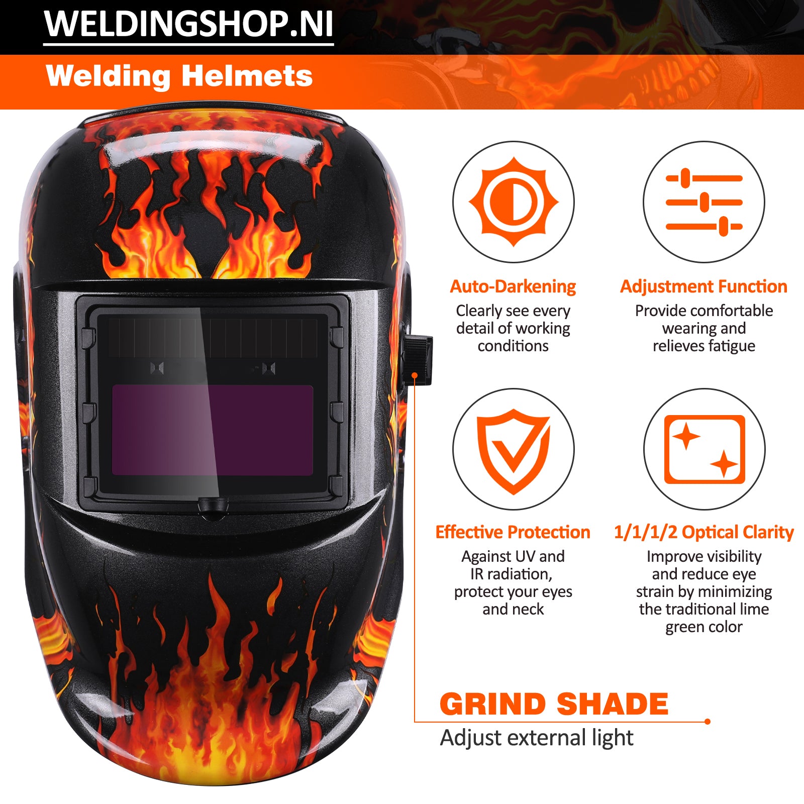 Lashelm - Laskap Model Flameskull - UNMT + UNL16A - Weldingshop