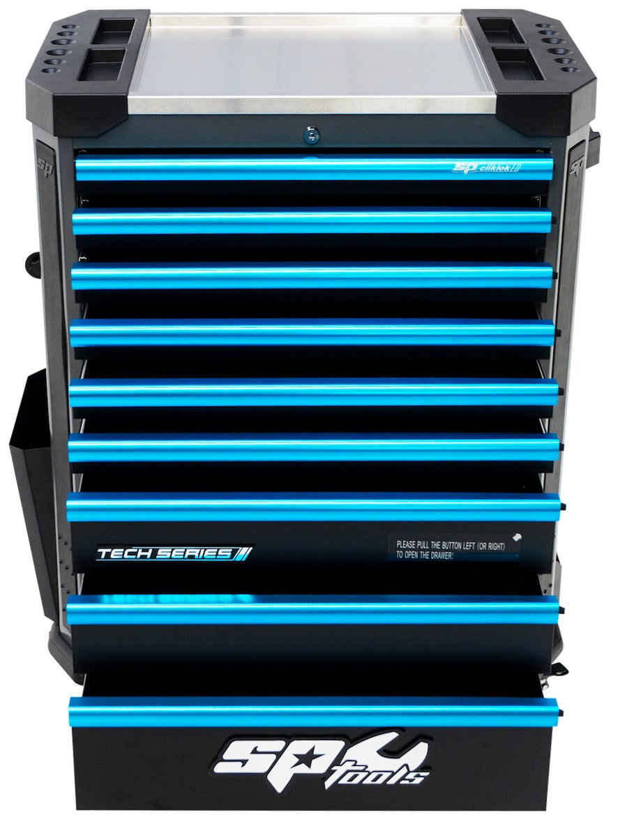 374 DELIGE TOOLKIT IN TECH SERIE GEREEDSCHAPSWAGEN MET 9 LADEN DIAMOND BLACK/ BLAUW