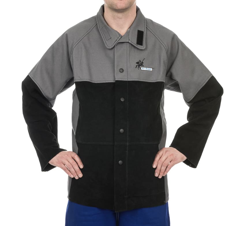 Weldas Arc Knight® Lasjas; 520 gr./m2 vlamvertragend katoen voor zwaar werk met split lederen versterkingen