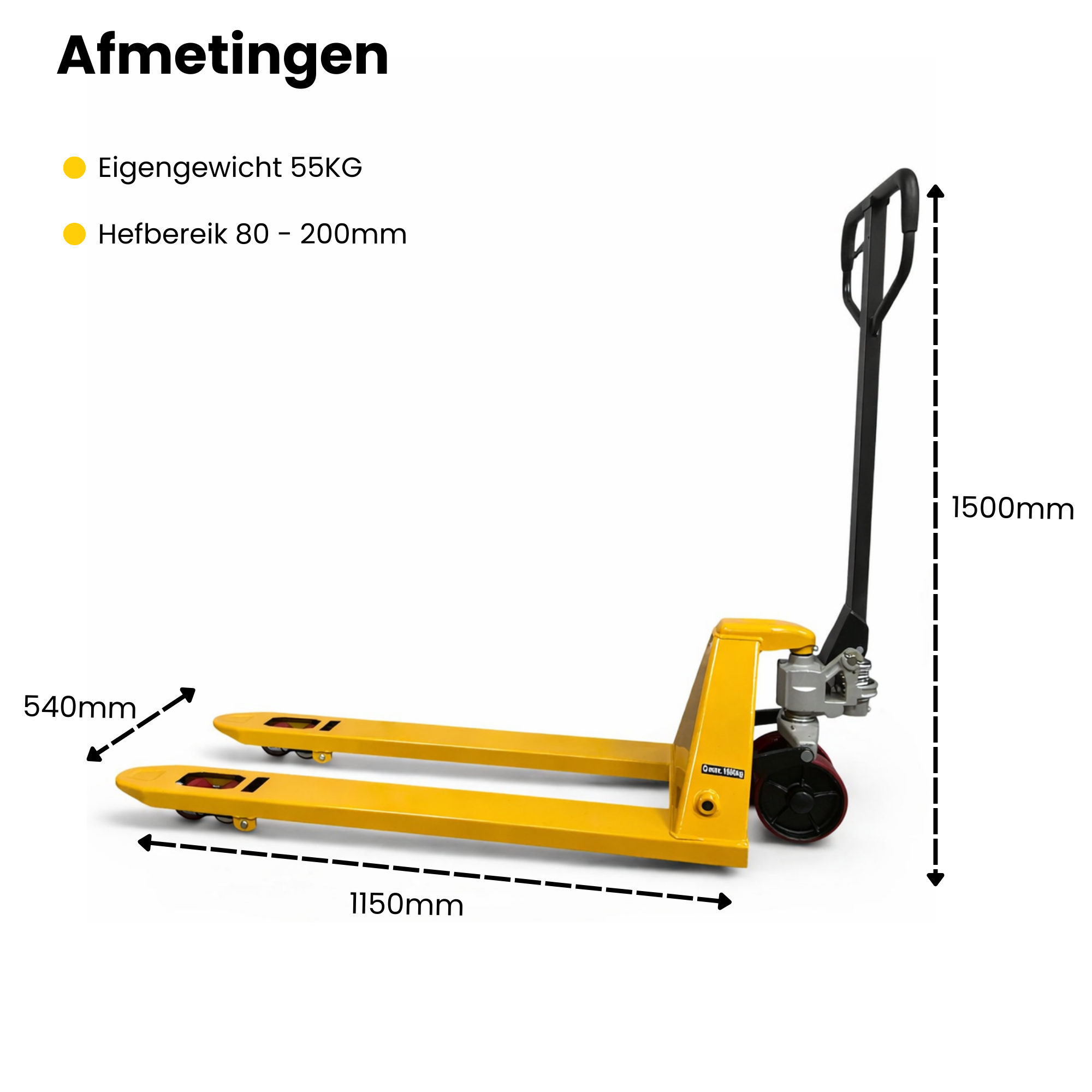 NIEUW |  Palletwagen 1500KG - Vorklengte 1150mm - Dubbel vorkwiel | Partijvoordeel 3 stuks - Weldingshop