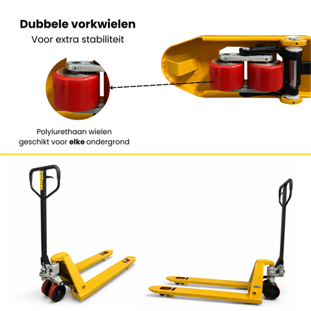 NIEUW |  Palletwagen 1500KG - Vorklengte 1150mm - Dubbel vorkwiel | Partijvoordeel 3 stuks - Weldingshop
