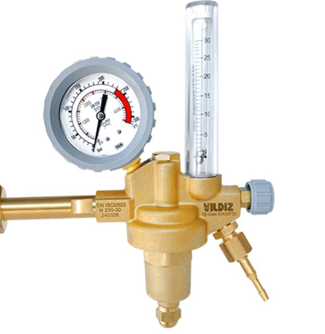 Yildiz Argon reduceerventiel met flowbuis - 24.32 mm - Weldingshop