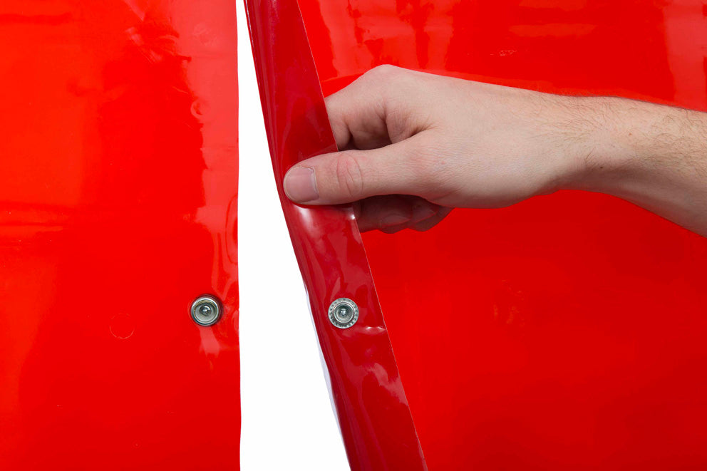 Weldas LAVAshield® oranje/rood koppelbaar lasscherm 137 x 180 cm. (Incl. 9 ringen Ø 50 mm.)