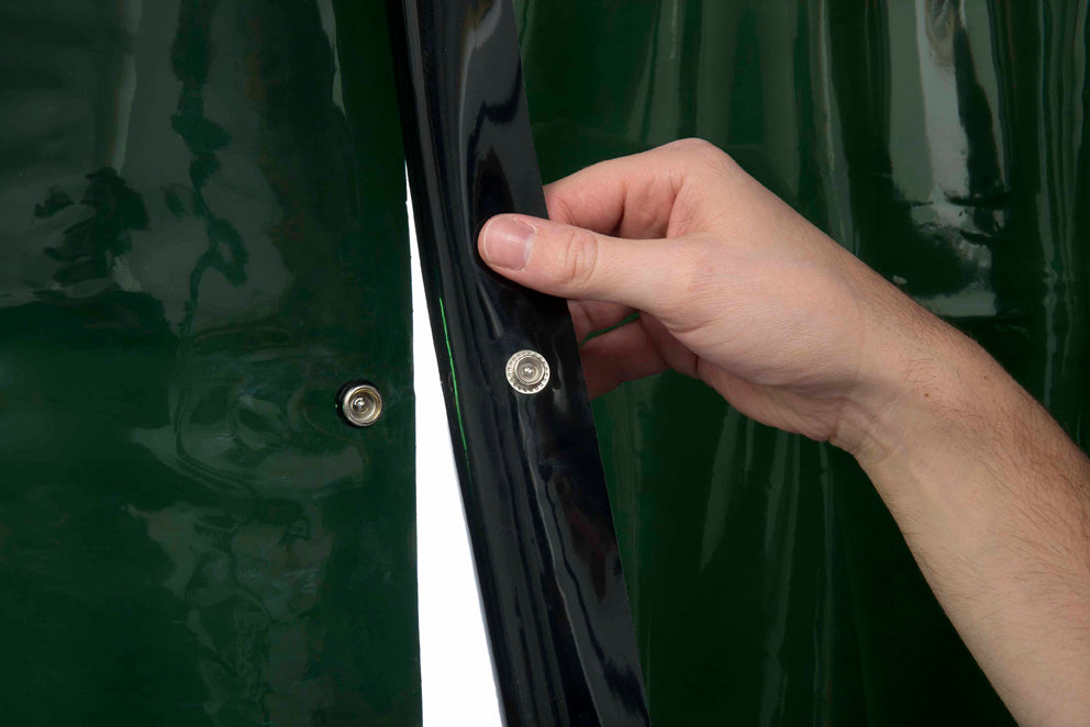 Weldas LAVAshield® groen koppelbaar lasscherm 137 x 180 cm. (Incl. 9 ringen Ø 50 mm.)