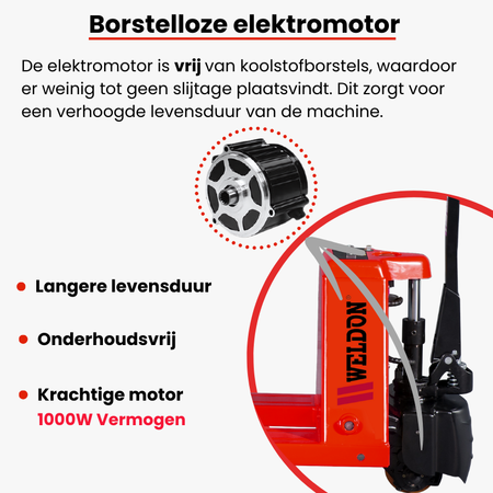 Weldon Elektrische Pompwagen breed - 2000 kg - 685x1000mm - Weldingshop