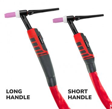 Ergonomische **CK Diamond Series TIG-toorts** met slanke handgreep en hittebestendige bekleding, ontworpen voor nauwkeurig en comfortabel TIG-lassen.
