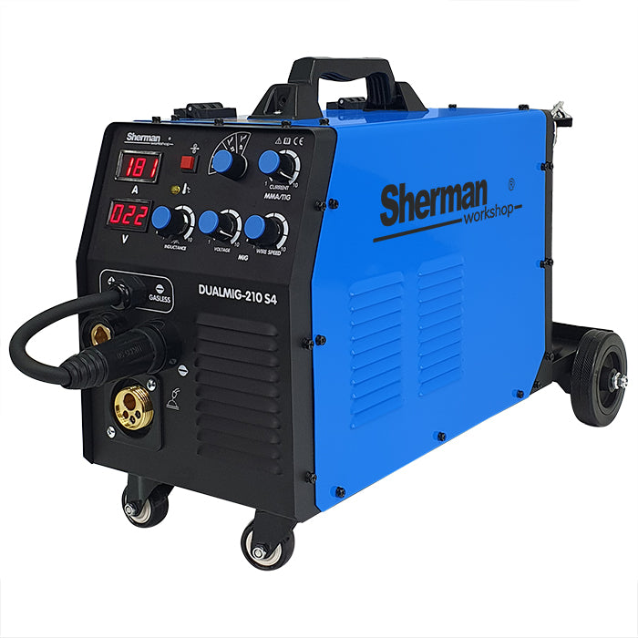 DUALMIG 210 S4 inverter lasapparaat met wielen en fleshouder. - Weldingshop