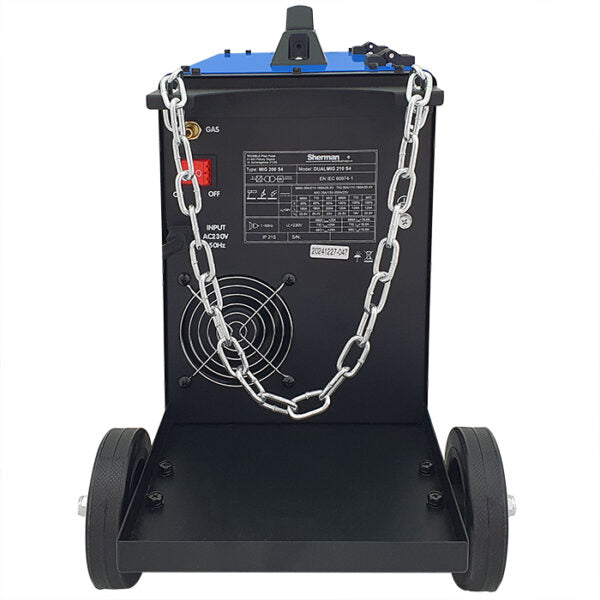 DUALMIG 210 S4 inverter lasapparaat met wielen en fleshouder. - Weldingshop