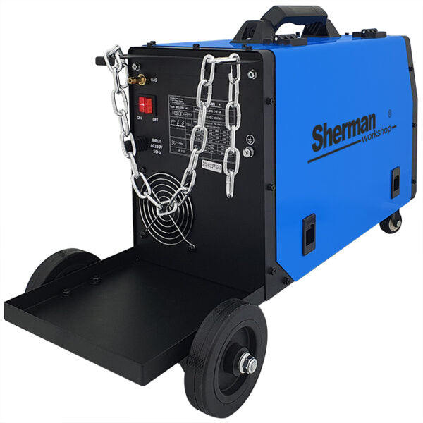 DUALMIG 210 S4 inverter lasapparaat met wielen en fleshouder. - Weldingshop