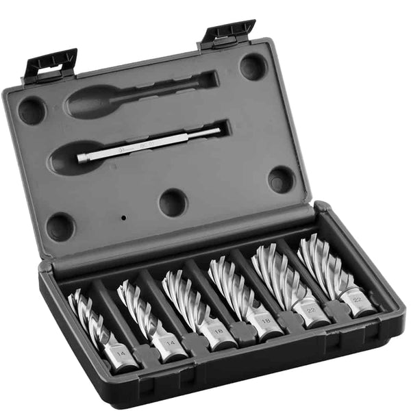 Kernboren set, HSS, DoC 55 mm, Dmin 14 mm, Dmax 22 mm.