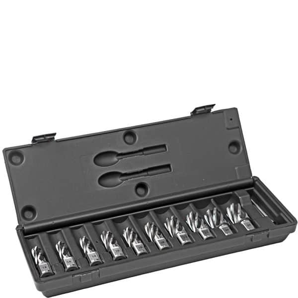 Kernboren set, HSS, DoC 55 mm, Dmin 12 mm, Dmax 30 mm.