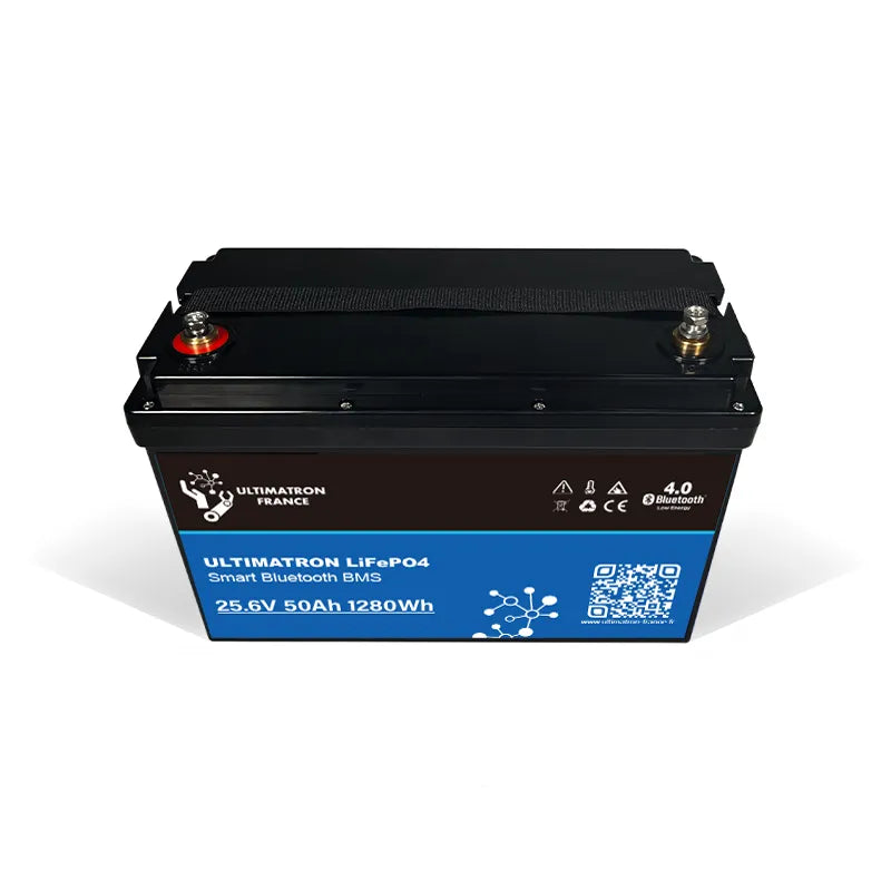 Ultimatron lithiumbatterij 25.6V 50Ah LiFePO4 met intelligente BMS, Bluetooth en verwarming